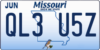 MO license plate QL3U5Z