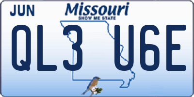 MO license plate QL3U6E