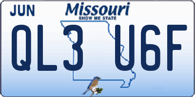 MO license plate QL3U6F