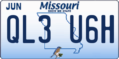 MO license plate QL3U6H