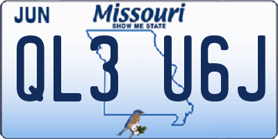 MO license plate QL3U6J