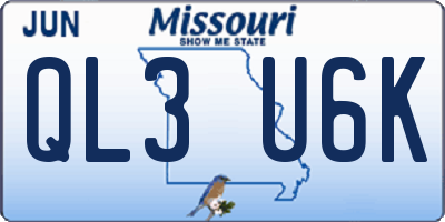 MO license plate QL3U6K