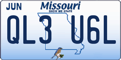 MO license plate QL3U6L