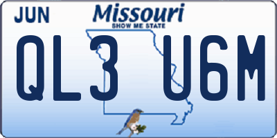 MO license plate QL3U6M