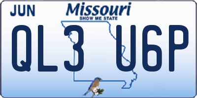 MO license plate QL3U6P