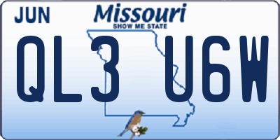 MO license plate QL3U6W