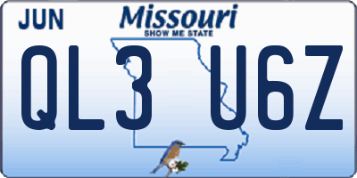 MO license plate QL3U6Z