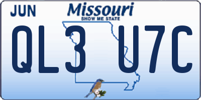 MO license plate QL3U7C