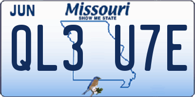 MO license plate QL3U7E