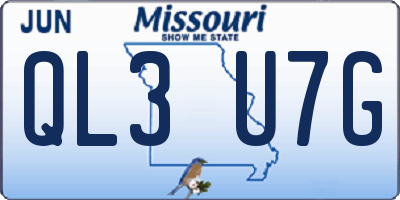 MO license plate QL3U7G
