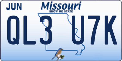 MO license plate QL3U7K