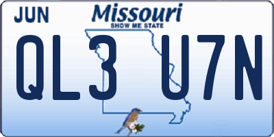 MO license plate QL3U7N