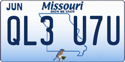MO license plate QL3U7U