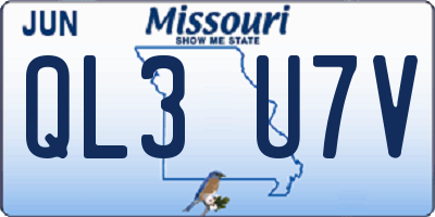 MO license plate QL3U7V