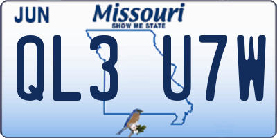 MO license plate QL3U7W