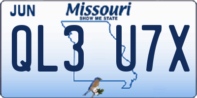 MO license plate QL3U7X