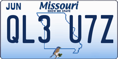 MO license plate QL3U7Z