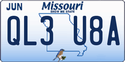MO license plate QL3U8A