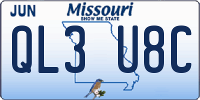 MO license plate QL3U8C