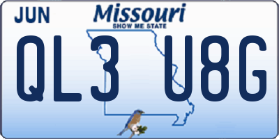MO license plate QL3U8G