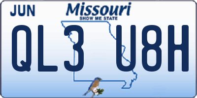MO license plate QL3U8H