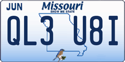 MO license plate QL3U8I