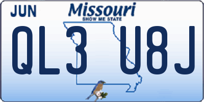 MO license plate QL3U8J