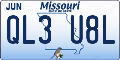 MO license plate QL3U8L