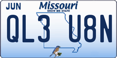 MO license plate QL3U8N