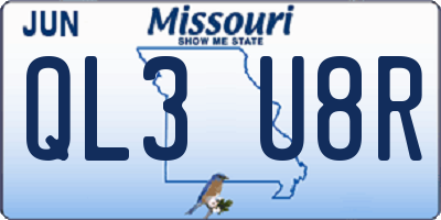 MO license plate QL3U8R