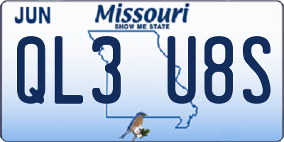 MO license plate QL3U8S