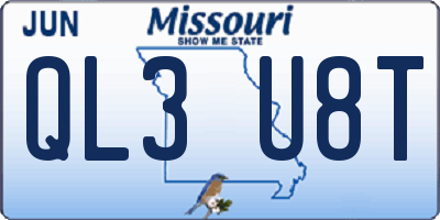 MO license plate QL3U8T