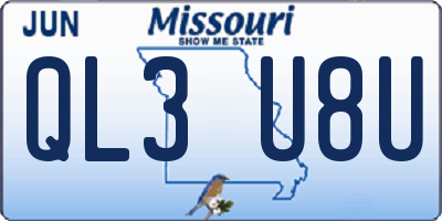 MO license plate QL3U8U