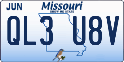 MO license plate QL3U8V