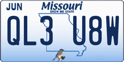 MO license plate QL3U8W