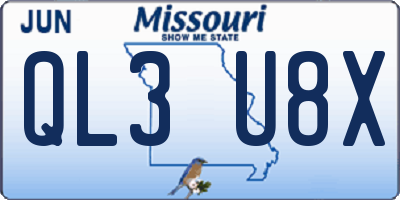 MO license plate QL3U8X