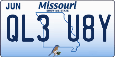 MO license plate QL3U8Y