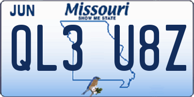 MO license plate QL3U8Z