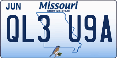 MO license plate QL3U9A