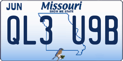 MO license plate QL3U9B