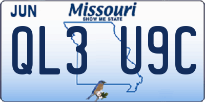 MO license plate QL3U9C