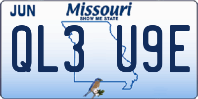 MO license plate QL3U9E