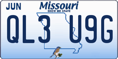 MO license plate QL3U9G