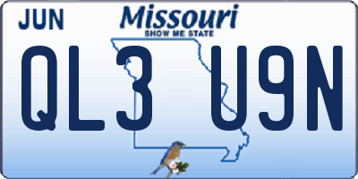 MO license plate QL3U9N