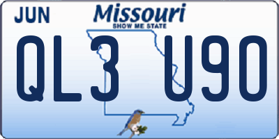 MO license plate QL3U9O