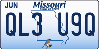 MO license plate QL3U9Q
