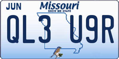 MO license plate QL3U9R