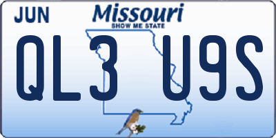 MO license plate QL3U9S