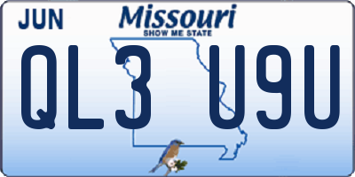 MO license plate QL3U9U
