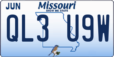 MO license plate QL3U9W